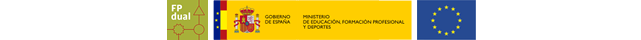 Logos Generalitat, Ministerio de educación, Fondo Europeo, FP Dual